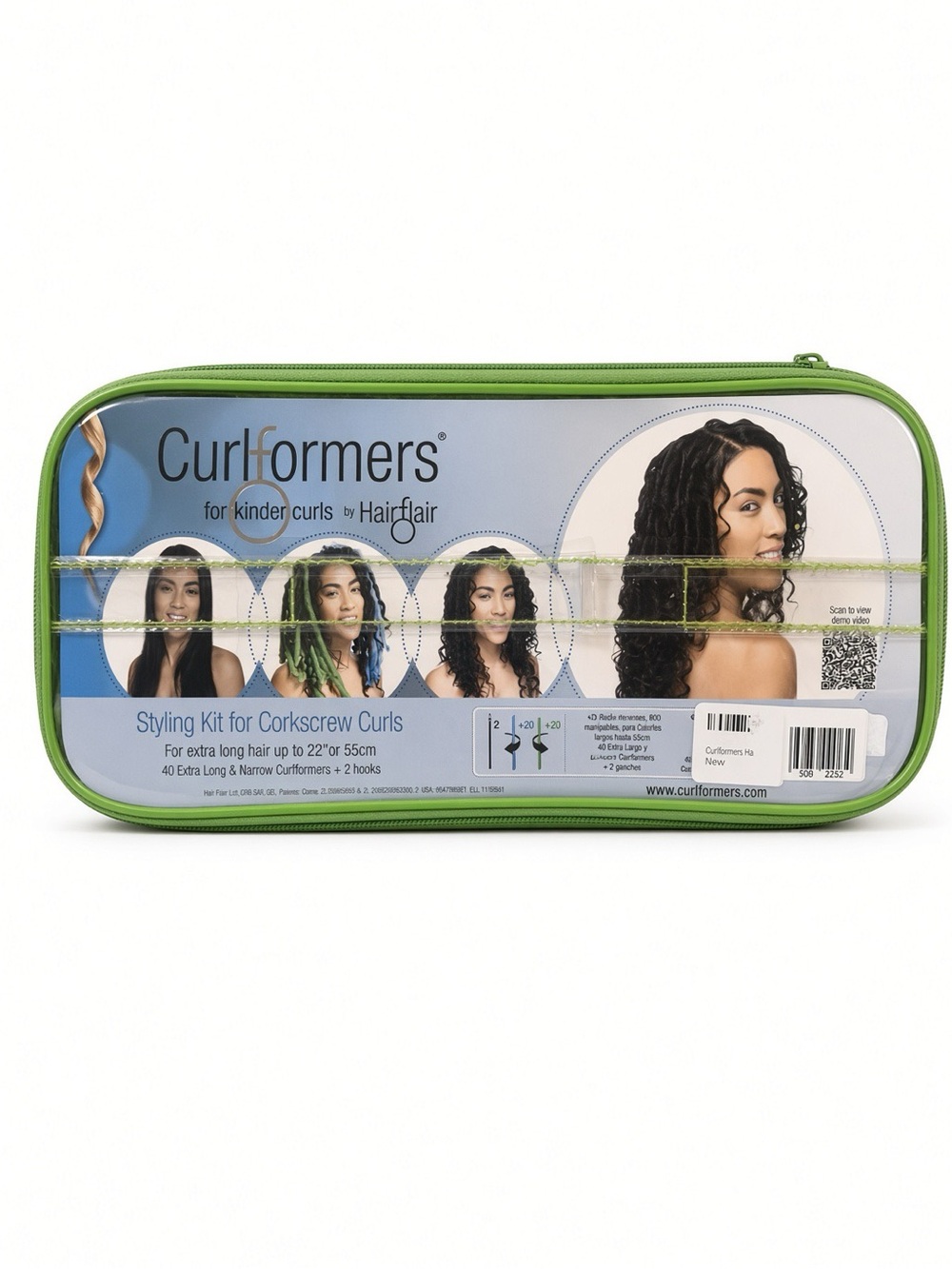 NIB Curlformers Hairflair Corkscrew Curls Extra Long Styling Kit 40pc + 2 Hooks